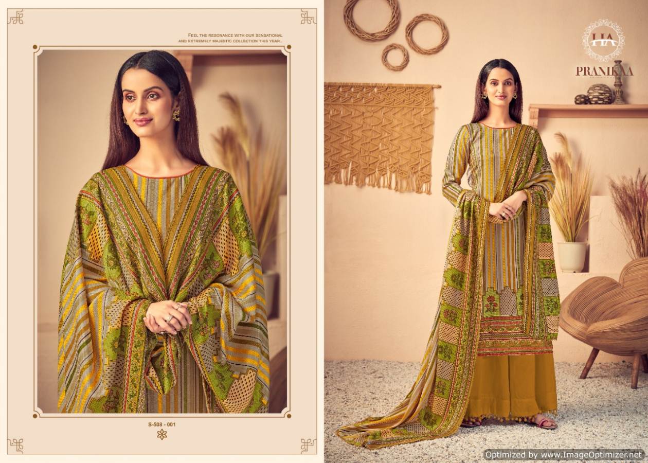 Harshit Pranikaa Latest Designer Printed Pashmina Dress Material Collection With Pure Wool Pashmina Print Four Side Lace Dupatta 