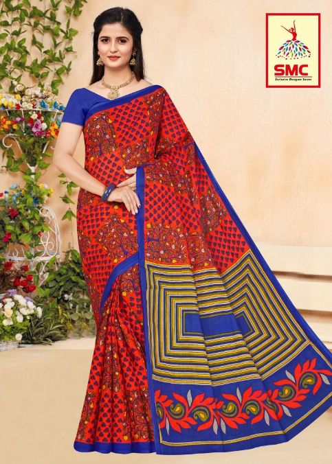 Smc Priyalaxmi Fancy Regular Wear Cotton Printed Designer Saree Collection