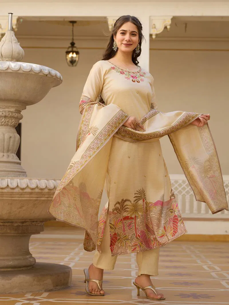 Hr 22 Viscose Assam Silk Fancy Kurti Bottom With Dupatta Online Wholesale