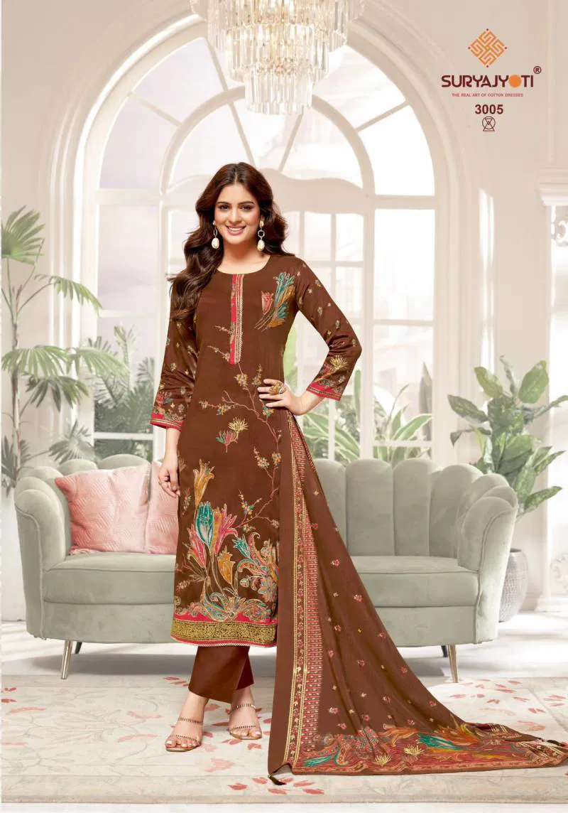 Kaara Advance Vol 3 By Suryajyoti Jam Satin Printed Dress Material Wholesale In India