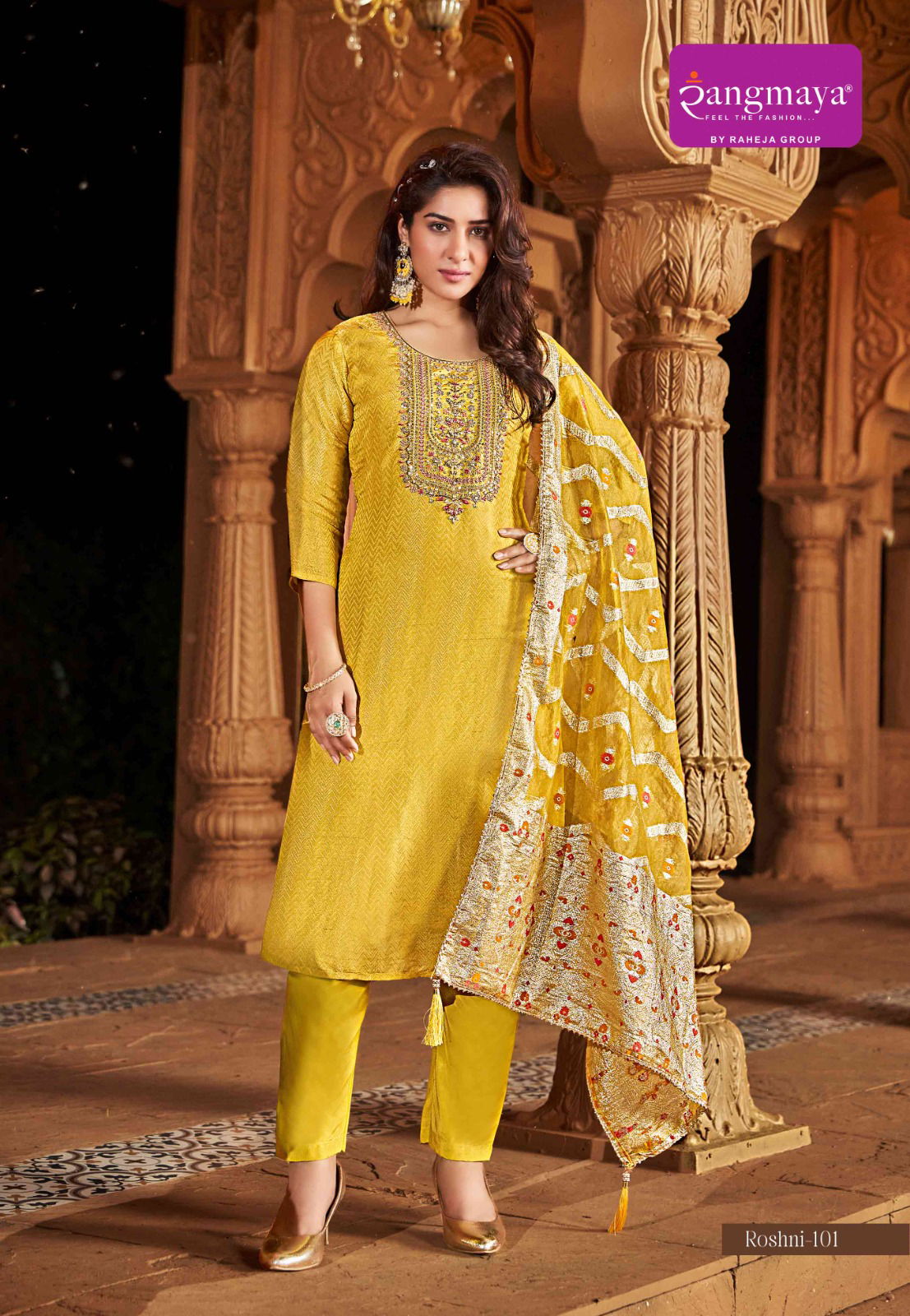 Roshni By Rangmaya Banarasi Kurti With Bottom Dupatta Suppliers In India