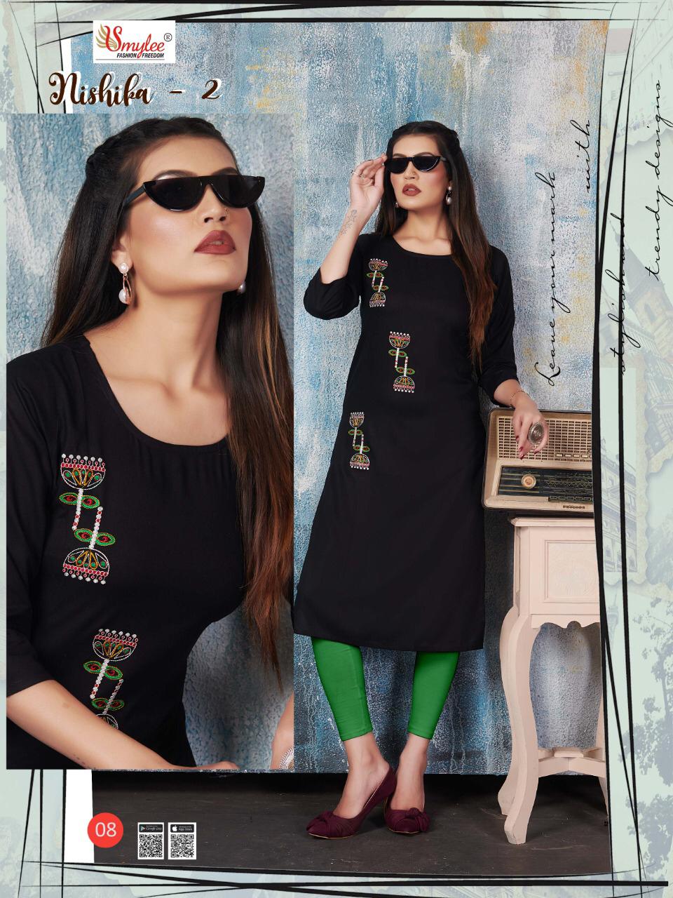 RUNG NISHIKA VOL-2 New Designer Daily Wear Heavy Slub Print Rayon Embroidery Work Kurtis Collection