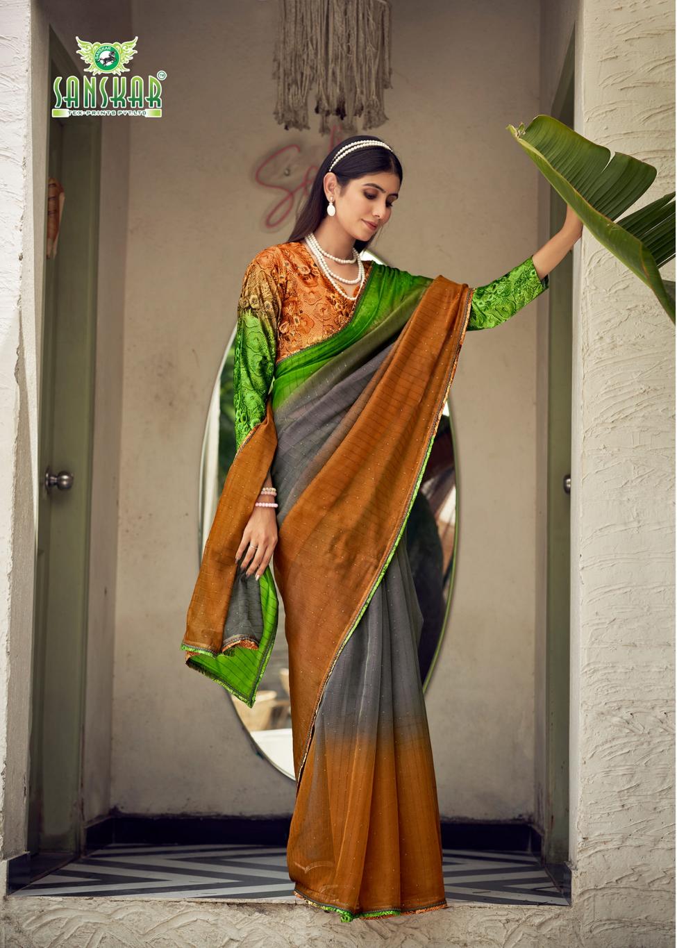 Fashion Show By Sanskar Printed Organza Saree Wholesale Online