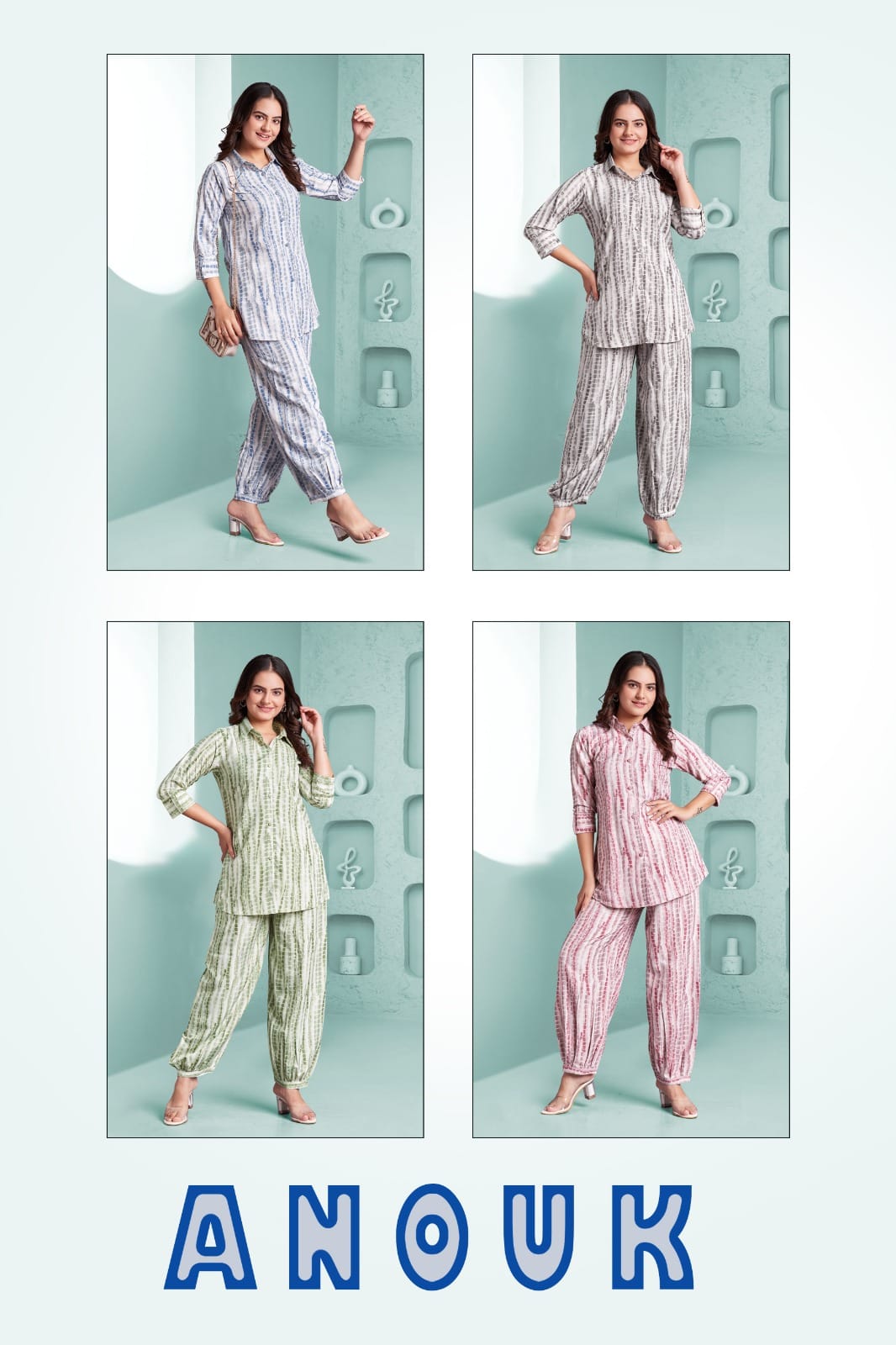Anouk By A+Plus Viscose Print Cord Set Western Catalog