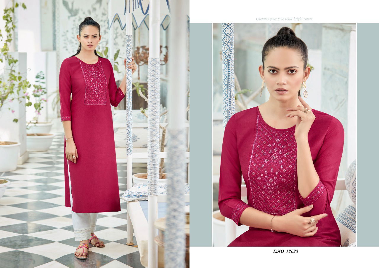 Kalaroop Kites 2 Ethnic Wear Embroidery Work Designer Silk Kurti Collection
