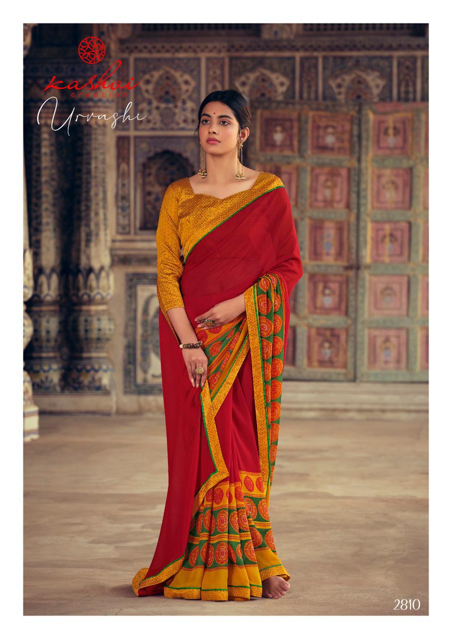 Kashvi Urvashi Latest fancy Regular Casual Wear Weightless Georgette Printed Sarees Collection
