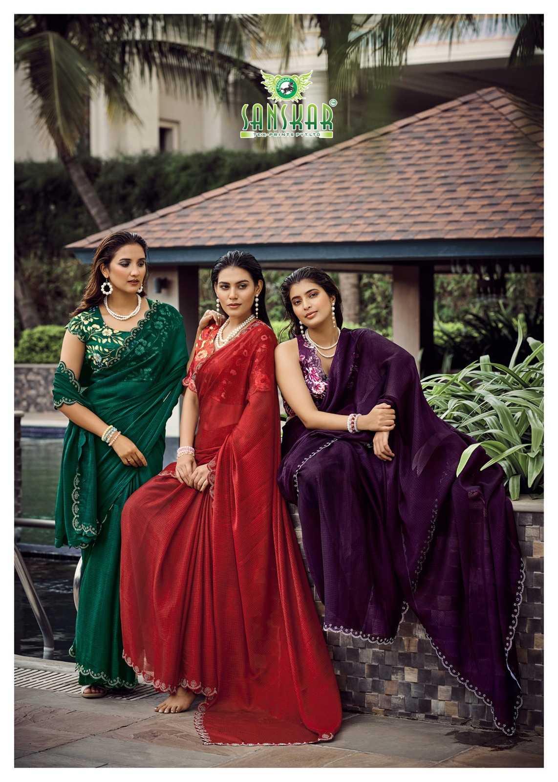 Husn By Sanskar Simmer Saree Wholesale In India
