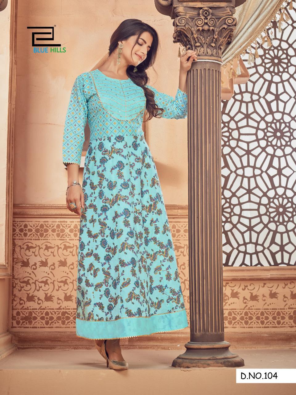 Blue Hills Ada 1 Designer Ethnic Wear Cotton Anarkali Long Kurti Collection