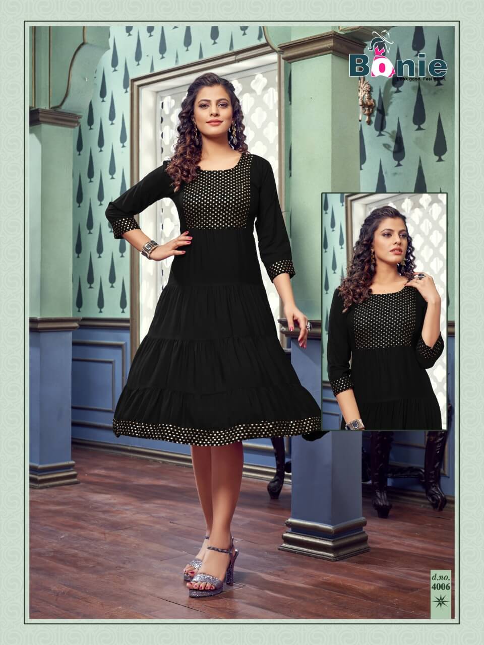 Bonie Fenni Fancy Ethnic Wear Sequence Rayon Designer Latest Kurti Collection
