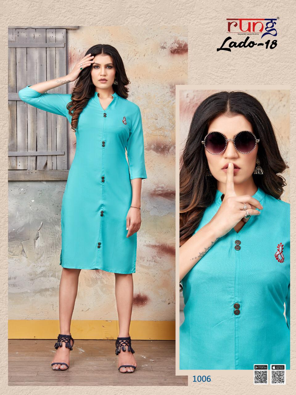 Rung Lado 18 Latest Fancy Designer Casual Wear Rayon Designer Kurtis Collection
