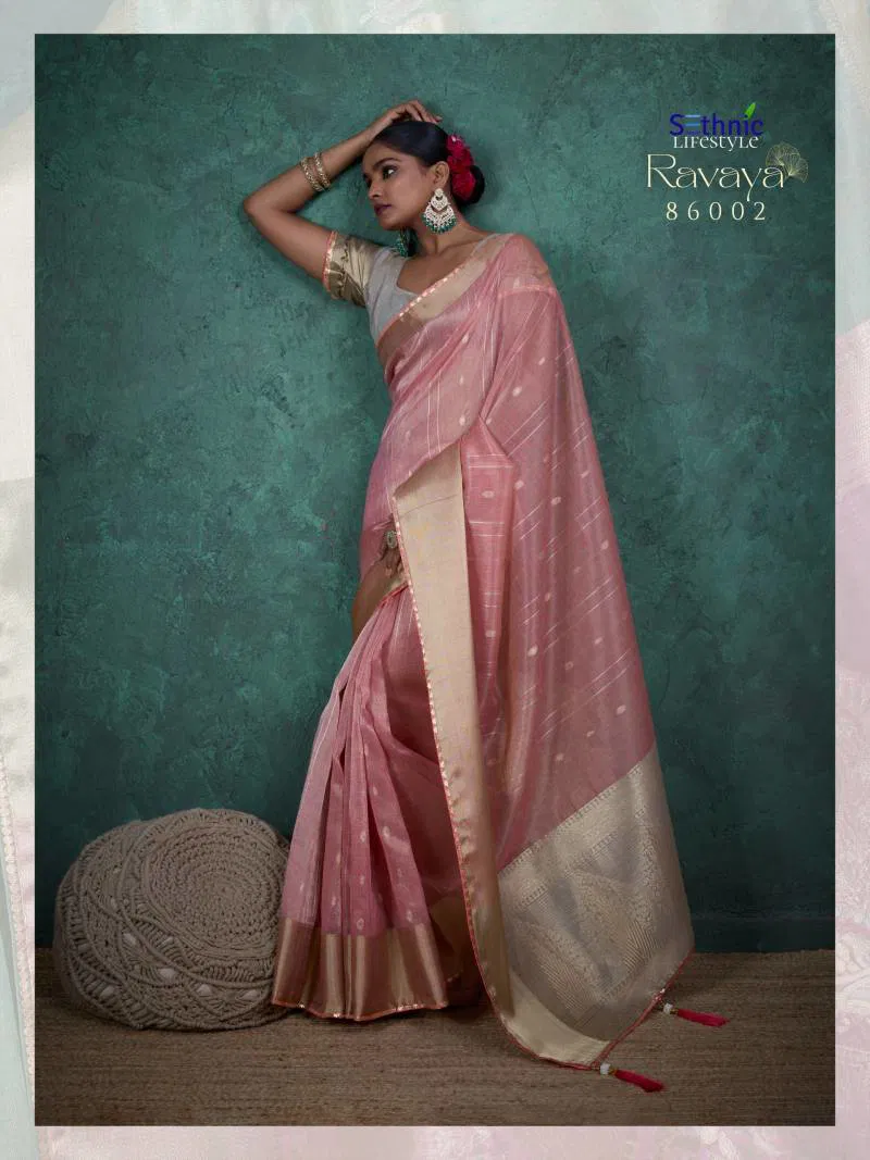 Ravaya By Sethnic Linen Blend Sequins Woven Pallu Saree Exporters In India