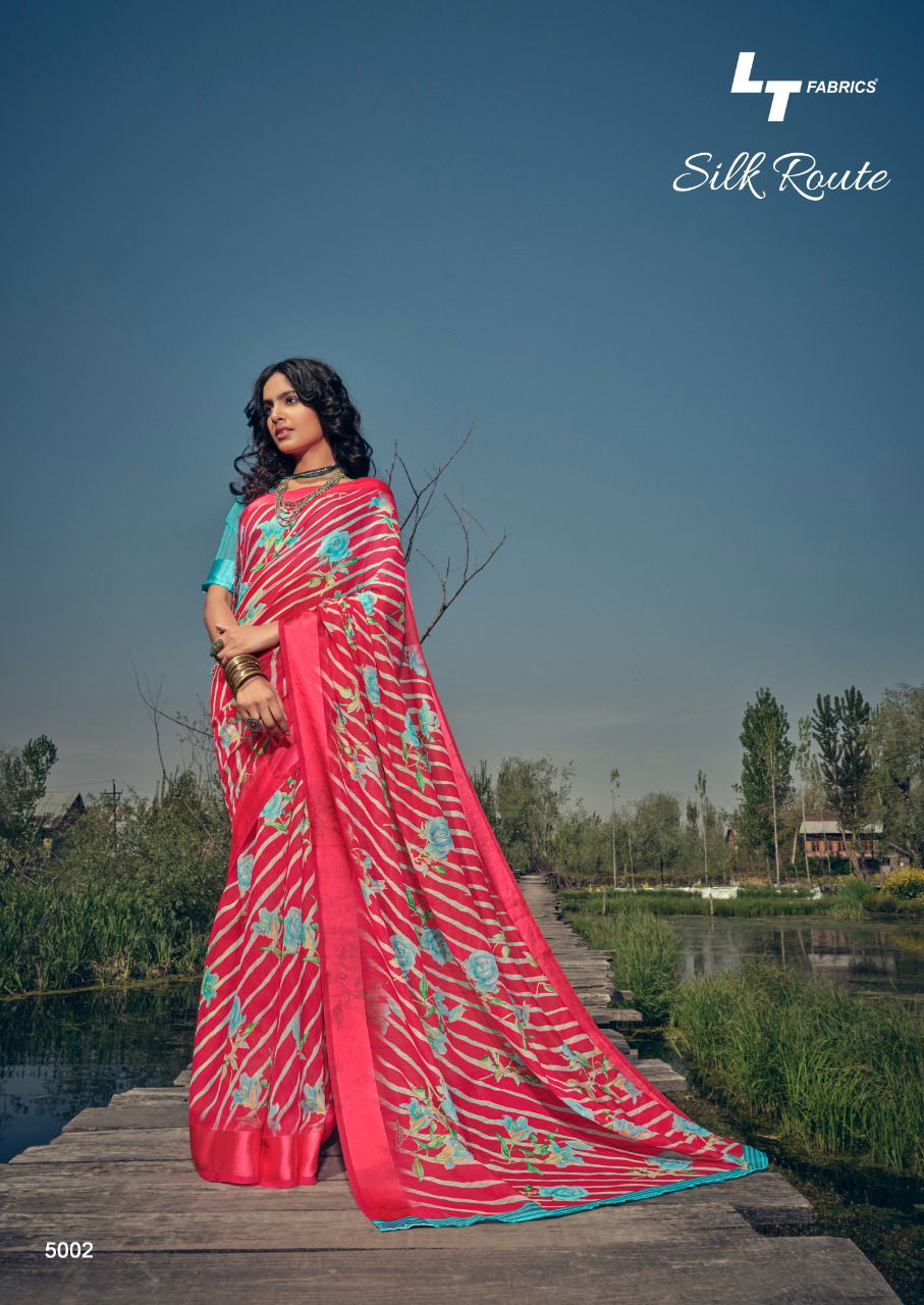 Lt Silk Route Latest Fancy Designer Linen Printed Casual Wear Saree Collection
