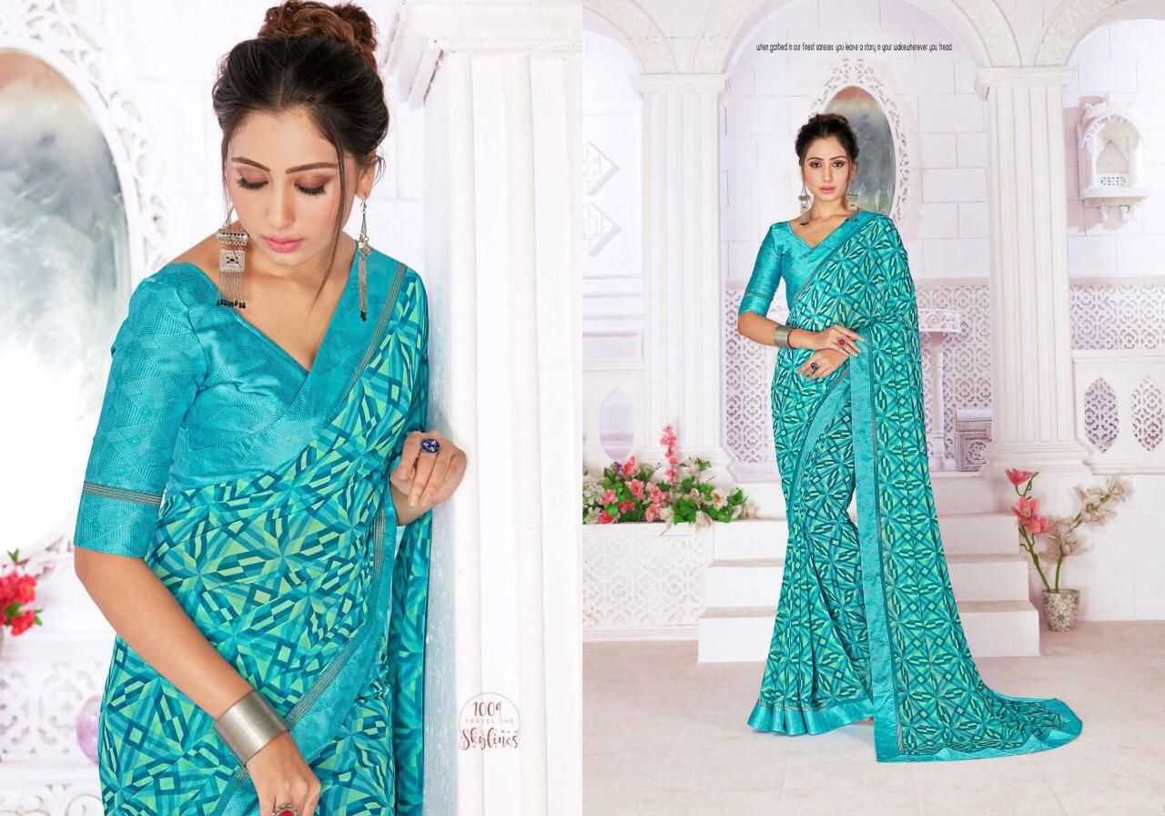 SHUBH SHREE KALERI Latest Designer fancy Regular Wear Wetless Japan Sarton Border And Blouse Saree Collection