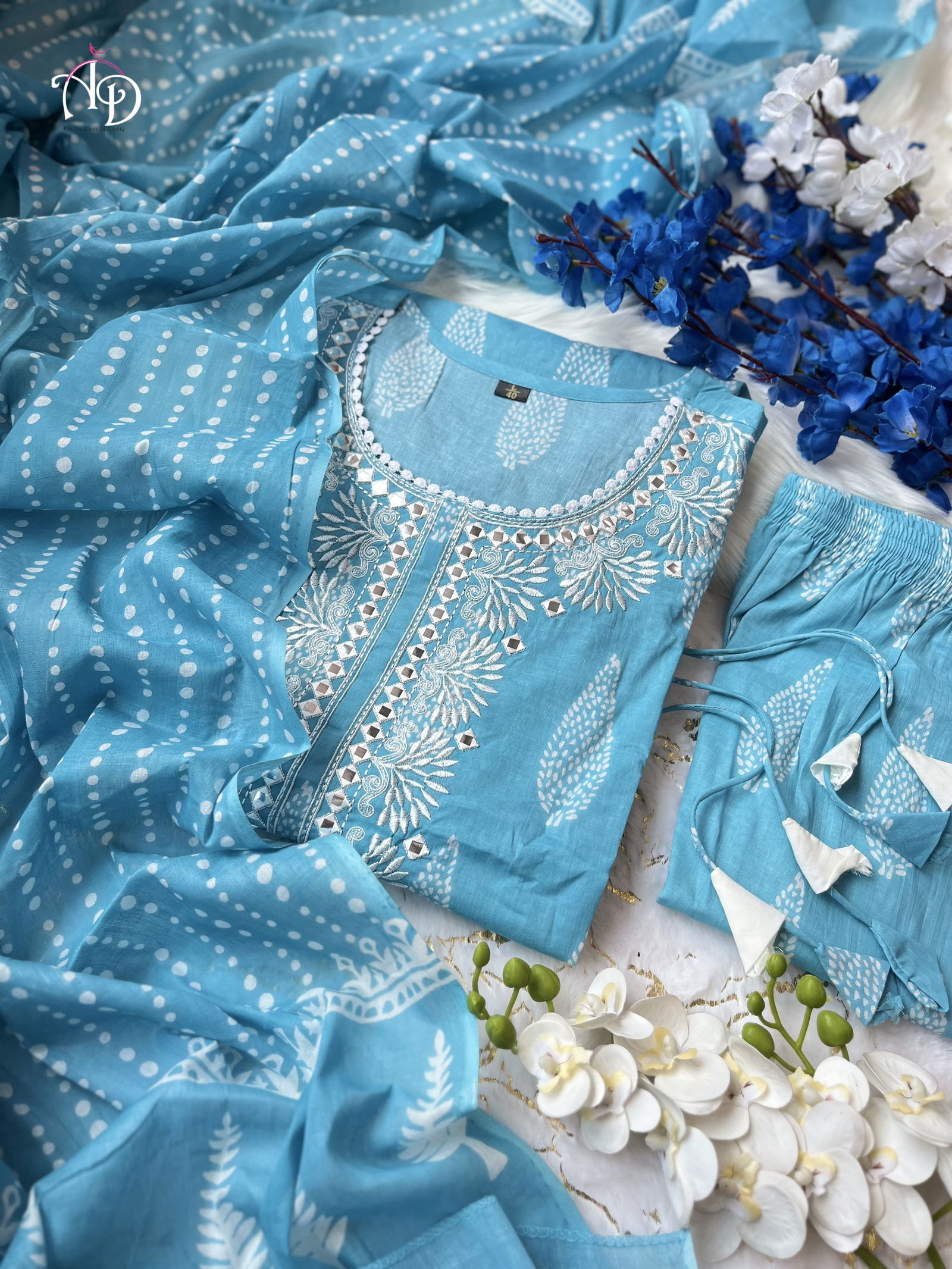 Akshar Printed Pure Cotton Top With Bottom Dupatta Orders In India Suppliers In India