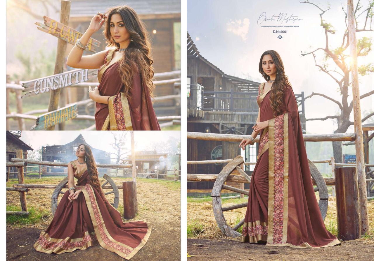 SHUBH SHREE ATHENA Latest Fancy Festive Wear Vichitra Digital Lace Patta Or Banarasi Border Plus Digital Lace Heavy Saree Collection