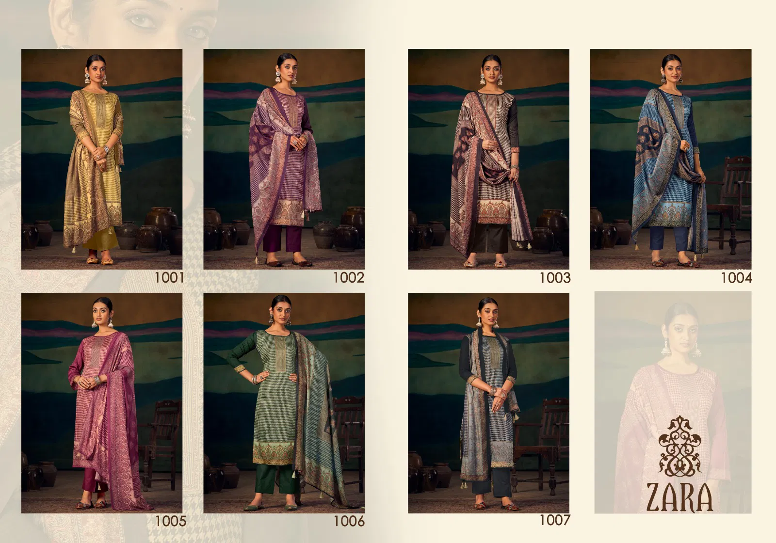 Zara Jam Stain Digital Printed Dress Material Catalog