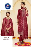 Heer By Vitara Maslin Jacquard Handwork Readymade Suits Wholesale Suppliers In India