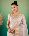 Afs Florent Tissue Linen Embroidery Saree