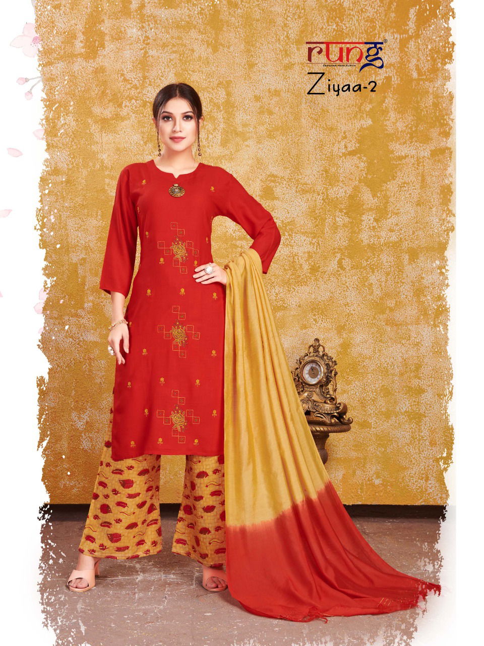 Rung Ziyaa 2 Latest Designer Heavy Rayon Embroidery Worked Ready Made Salwar Suit Collection 
