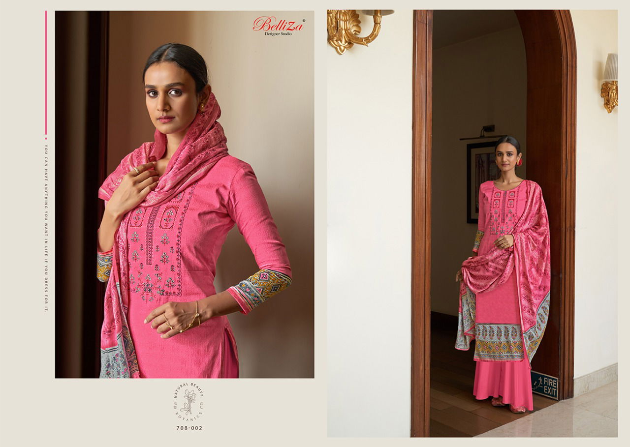 Belliza Haseen Latest Fancy Designer casual wear Digital Printed Embroidery Designer Dress Material Collection
