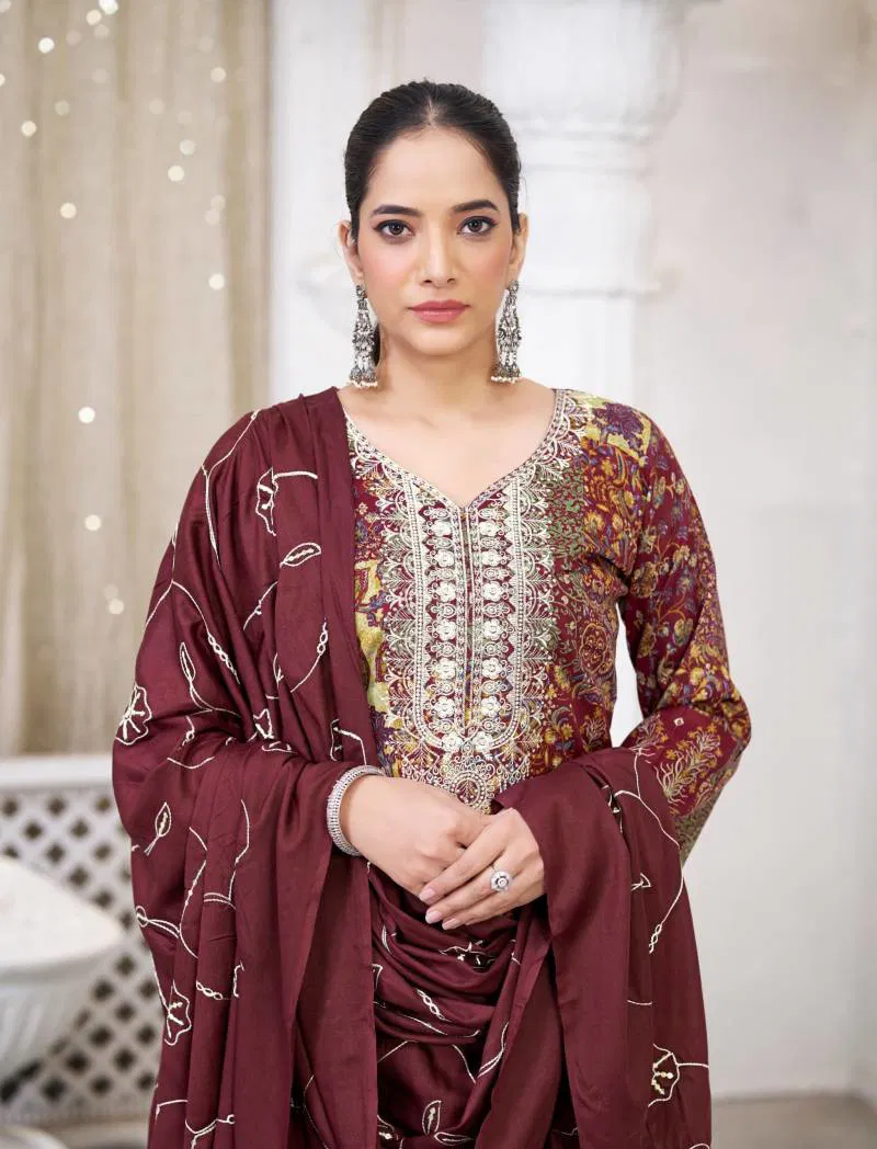 Jt Bulbul 3 Rayon Embroidered Work Dress Material Wholesale Clothing Distributors In India