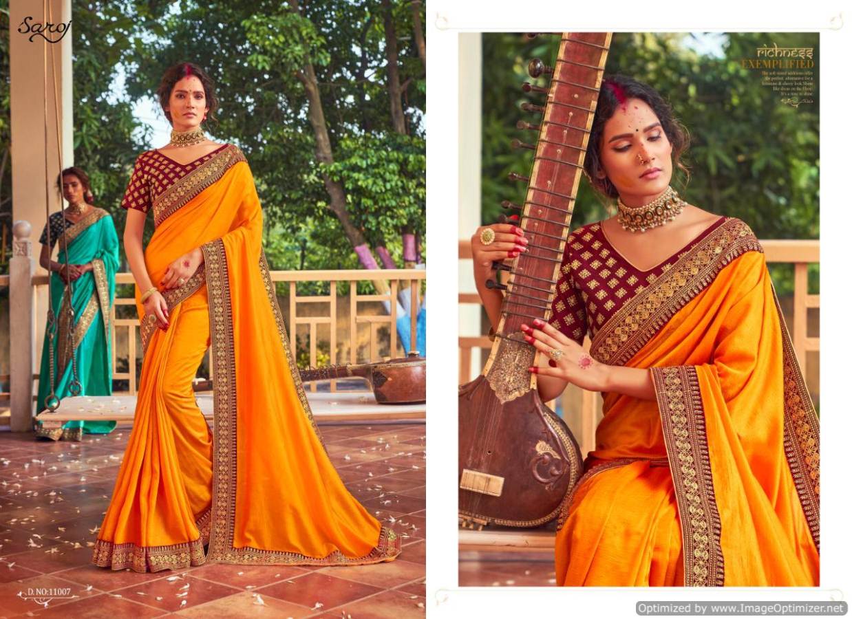 Saroj Afreen Exclusive Designer Vichitra Silk Festive Wear Saree Collection