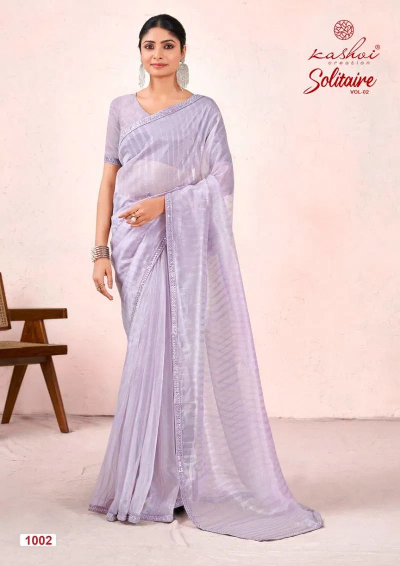 Solitaire Vol 2 By Kashvi Organza Silk With Cut Work Saree Wholesale Price In Surat