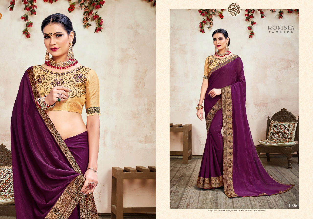 Ronisha Jhumki Fancy Designer Festive Wear Vichitra Silk Sarees Collection