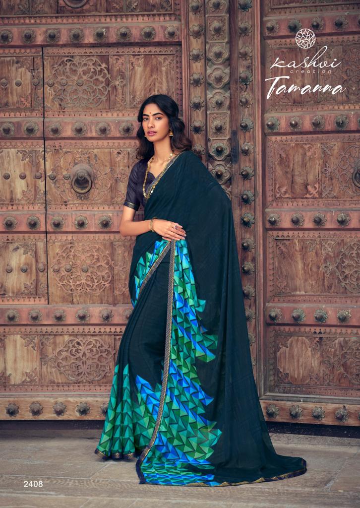 Kashvi Tamanna Silk Latest Fancy Designer Casual Wear Printed Weightless With Border Saree Collection
