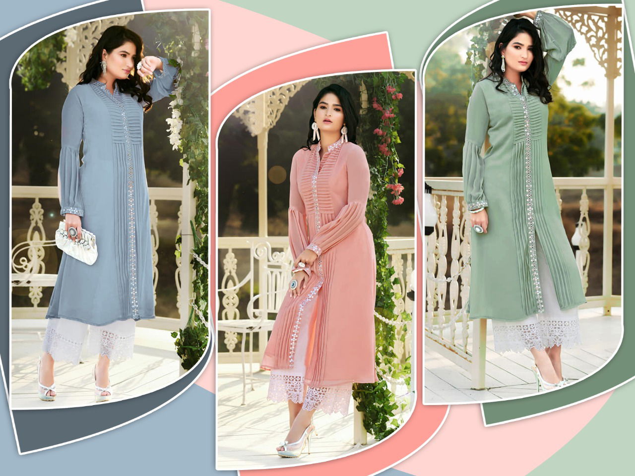 Tres Chic Collection Zs 20 Latest Designer Casual Wear Stylish Georgette Ready Made Plazzo Suit Collection 
