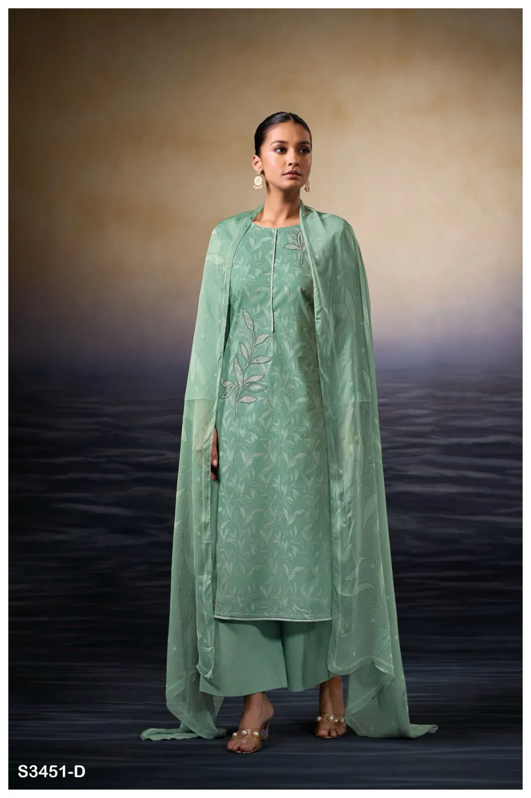 Kaczie 3451 By Ganga Cotton Printed Embroidery Dress Material Orders In India