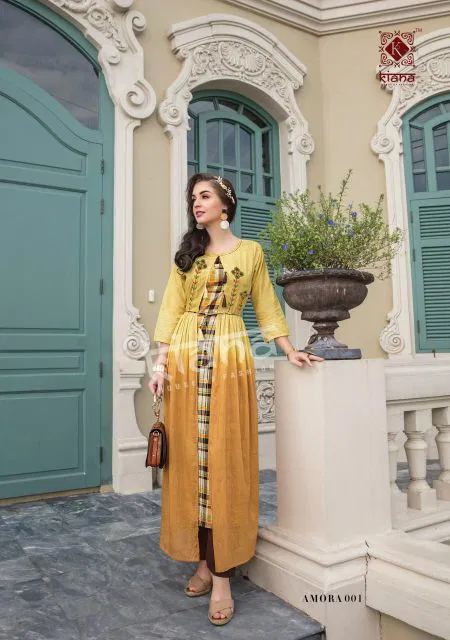 Kiana Amora Fancy Elegant Latest Designer Heavy Casual Wear Kurti With Bottom Collection
