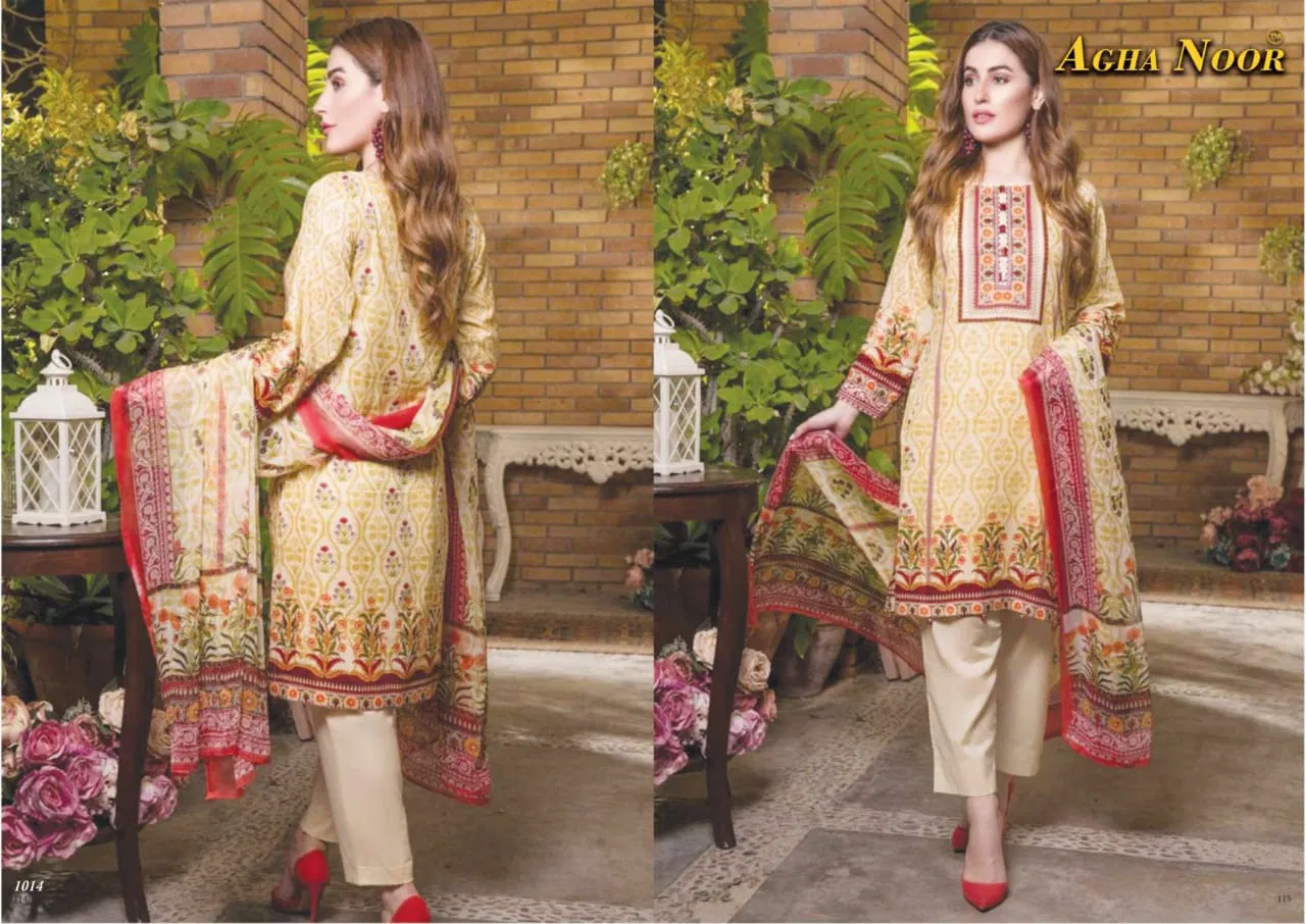 Agha Noor 2 Latest Fancy Designer Casual Wear Karachi Dress Materials Collection
