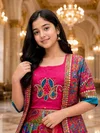 St D No 153 Chinon Silk Digital Printed Kids Lehenga Choli With Koti