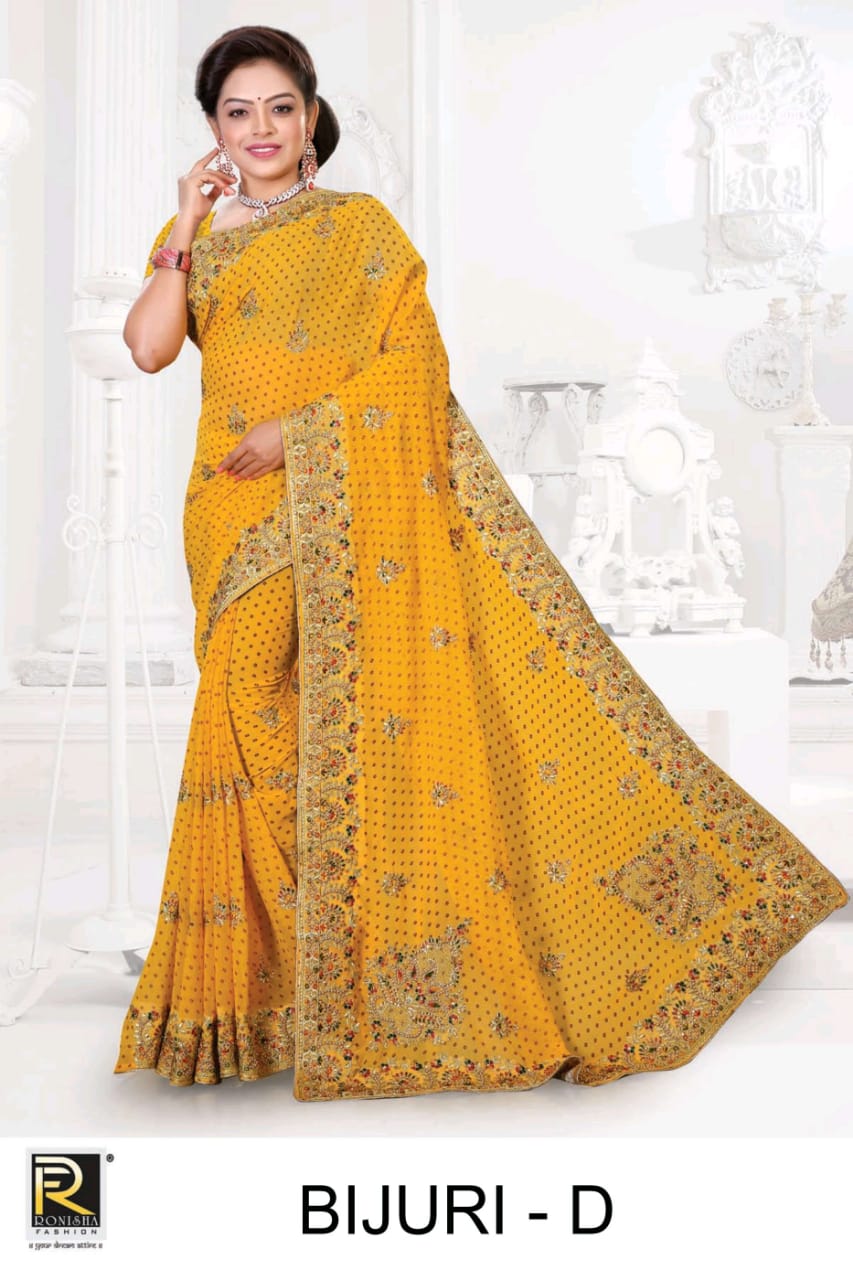Ronisha Bijuri latest Heavy Wedding Wear Georgette Fancy Saree Collection