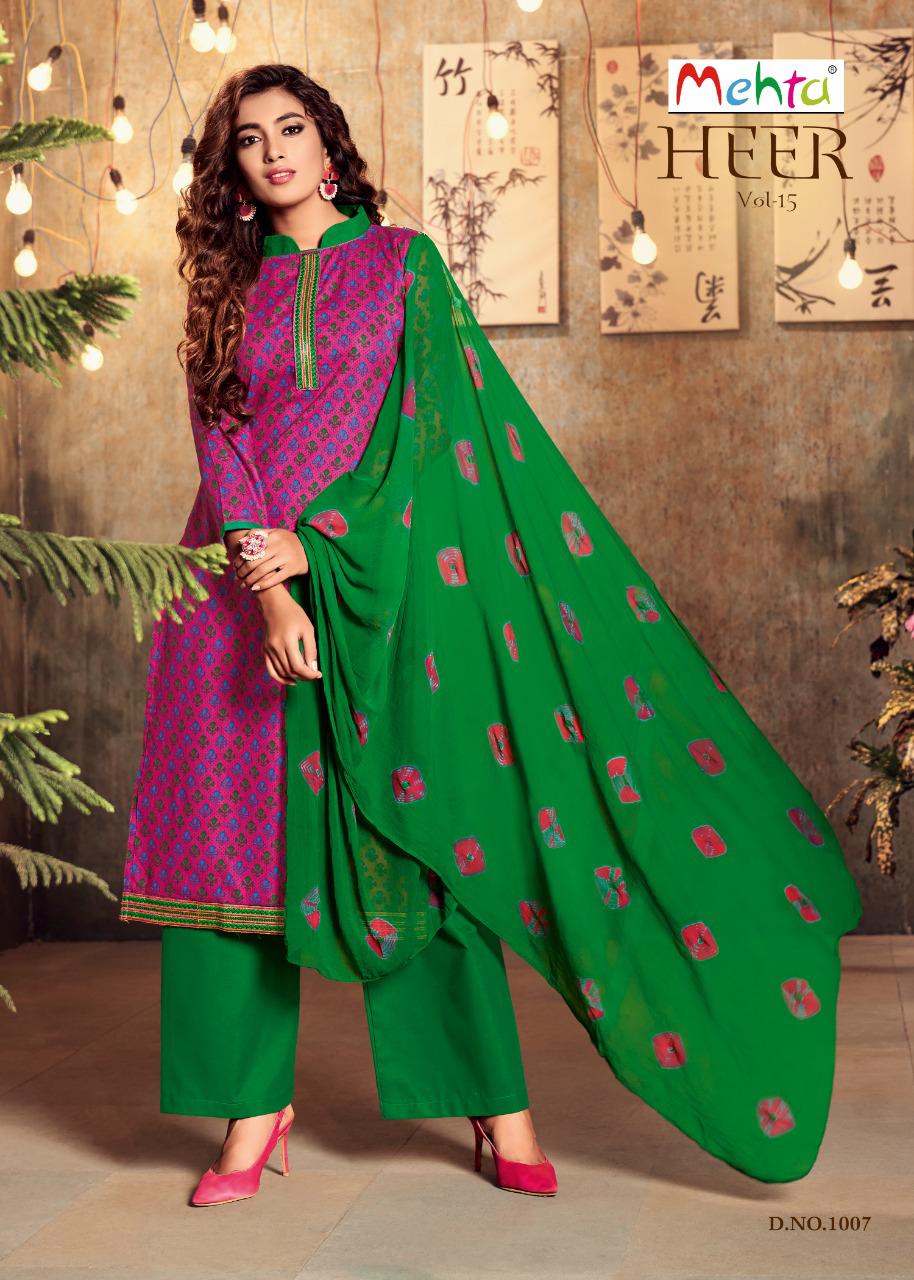 Mehta Heer 15 Latest Fancy Designer Casual Wear Ready Made Cambric Printed Cotton Dress Collection
