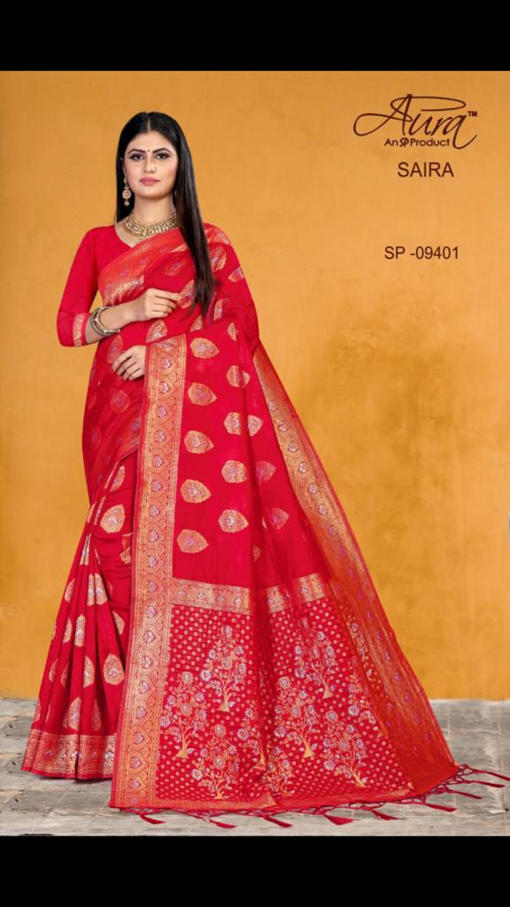 Saira Aura New Designer Cotton Silk Festival Wear Saree Collection