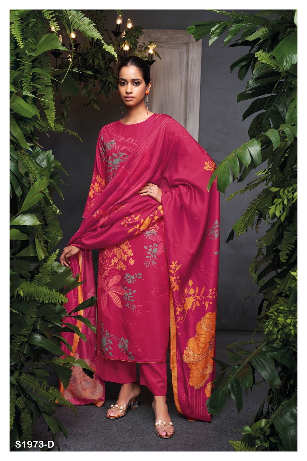 Teya 1973 By Ganga Printed Pashmina Dress Material Catalog