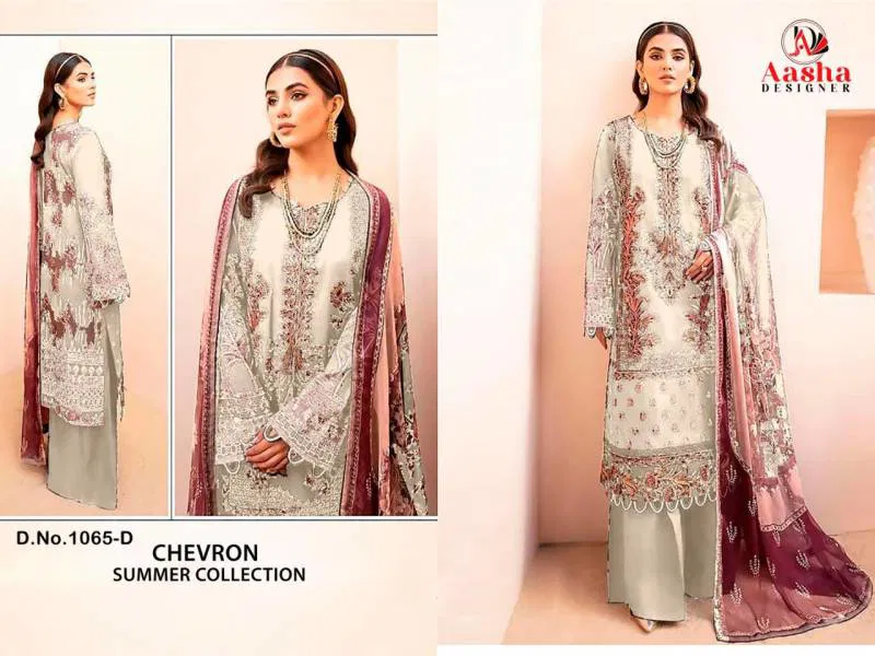 Aasha 1065 A To E Chiffon Dupatta Pakistani Salwar Suit Bulk Orders In India