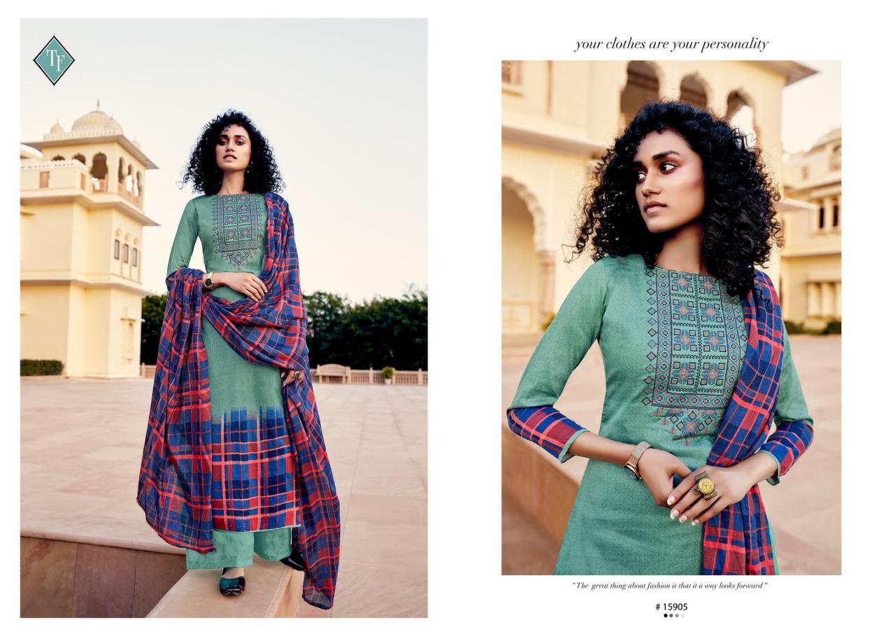 TANISHK MEHNAAZ Latest Fancy Festive Wear Pure Jam Cotton with cross stich embrodery Top With Bottom And Mal Mal Cotton Dupatta Ready Made Wear Collection