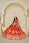Rust colour Silk With Zari Work Lahenga With Blouse And Dupatta Wholesale Suppliers In India KF 2102