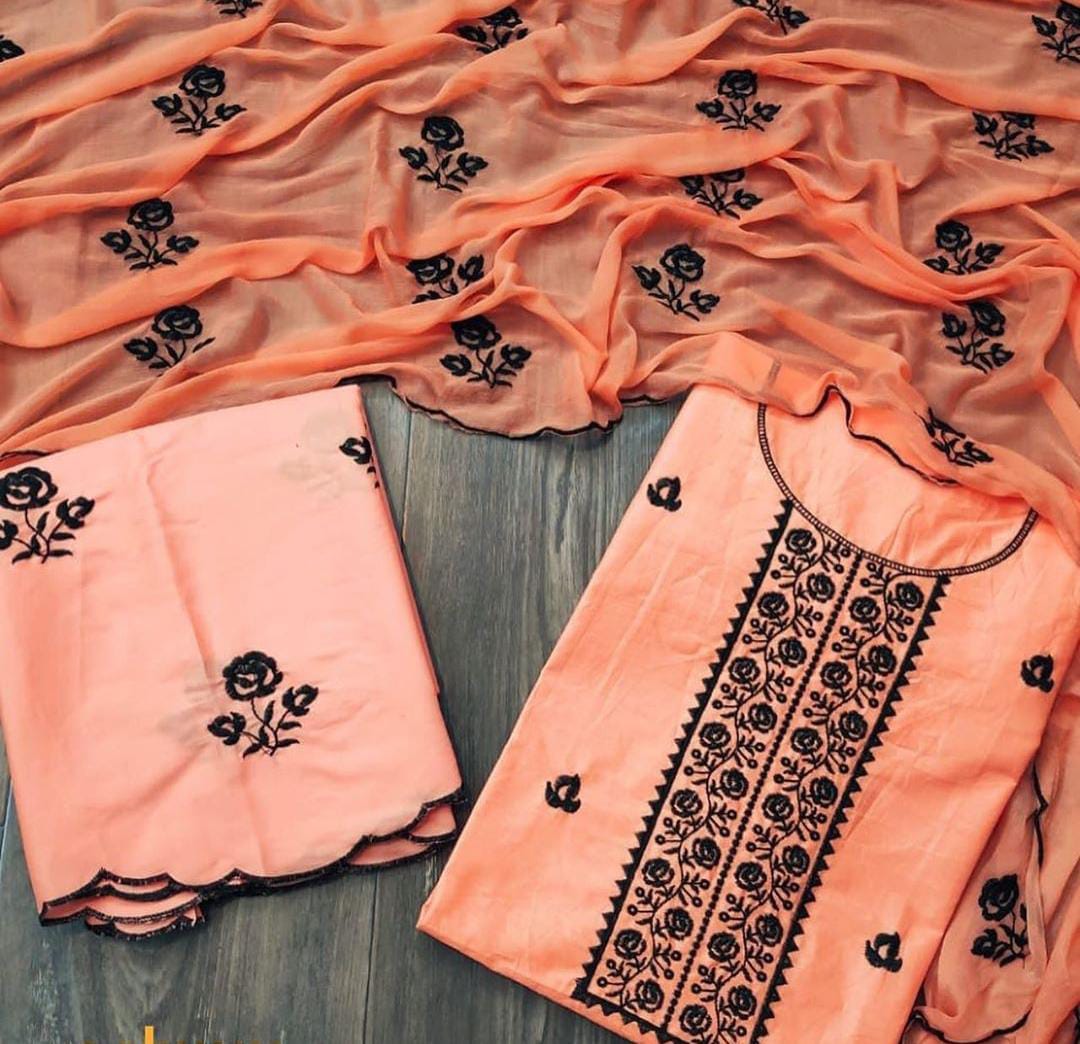New Updated Collection Of Pure Cotton Dress Material With Nazneen Dupatta  