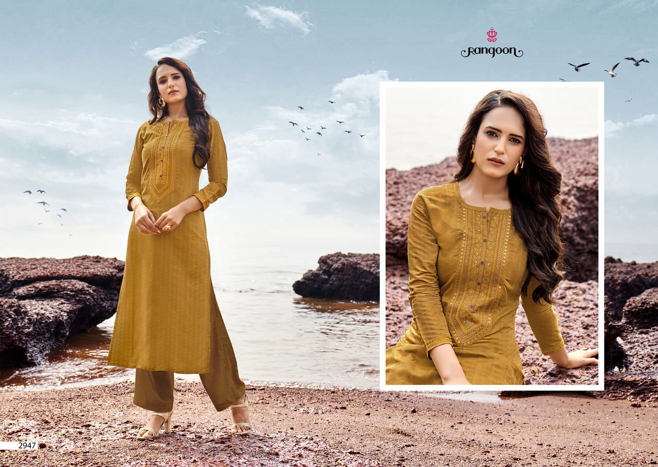 Rangoon Latest Fancy Designer Ethnic Wear Lining Silk With Work Long Kurti Collection