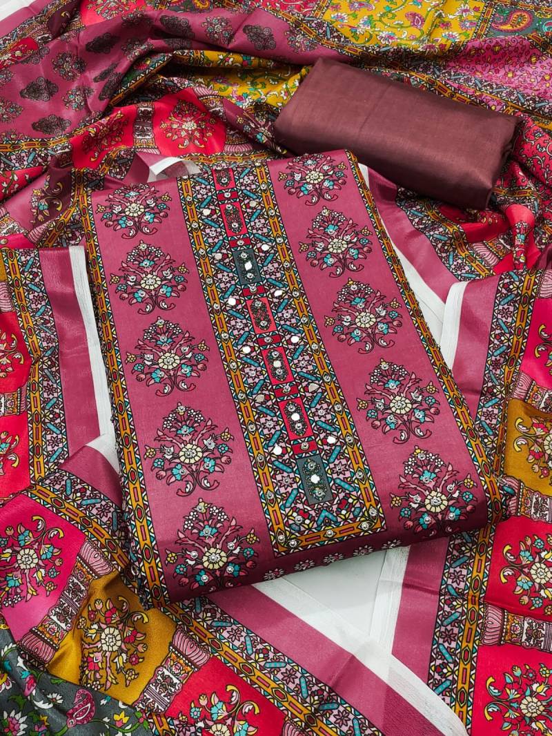 Rnx 5044 Beautiful Chinon Printed Dress Material Exporters In India