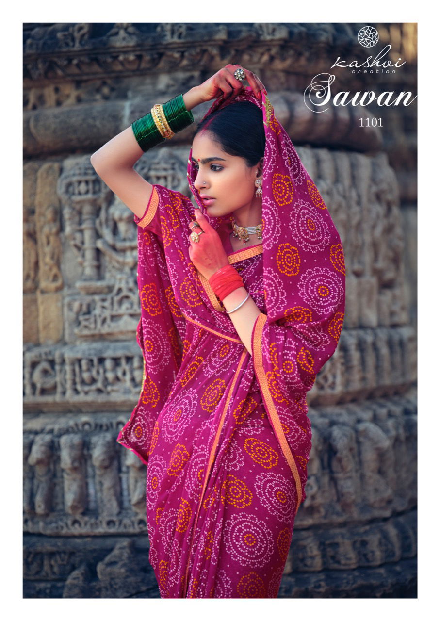 Kashvi Sawan Silk Casual Wear Printed Designer Saree Collection

