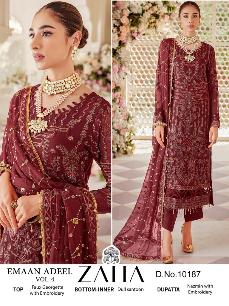 Zaha Emaan Adeel Vol 4 Georgette Pakistani Suits Catalog