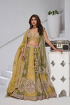 Yellow Colour Georgette Tissue Zari Work Lehenga With Blouse And Dupatta Wholesale In India Kf 2170