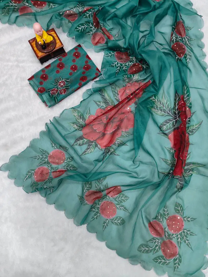 Vt 718 T Soft Tabby Organza With Digital Printed Saree Wholesale In India