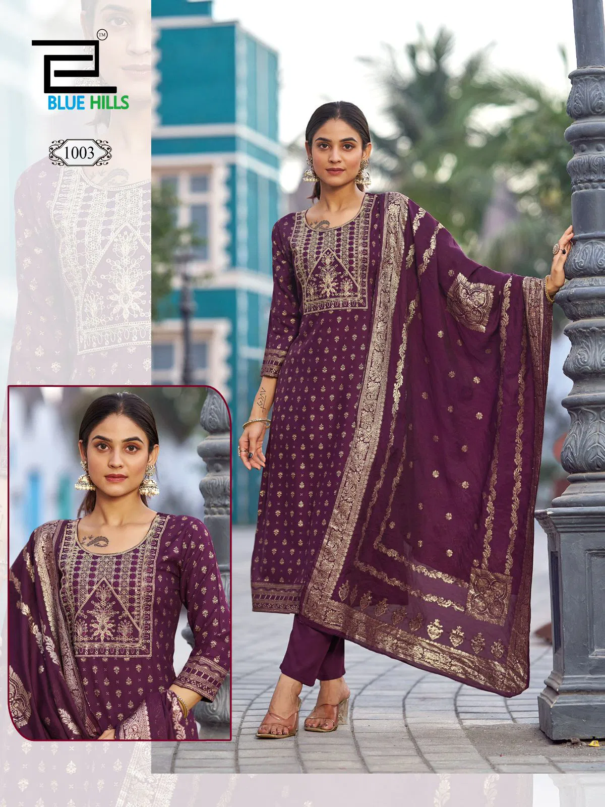 Madhuri By Blue Hills Rayon Embroidery Kurti With Bottom Dupatta Orders In India