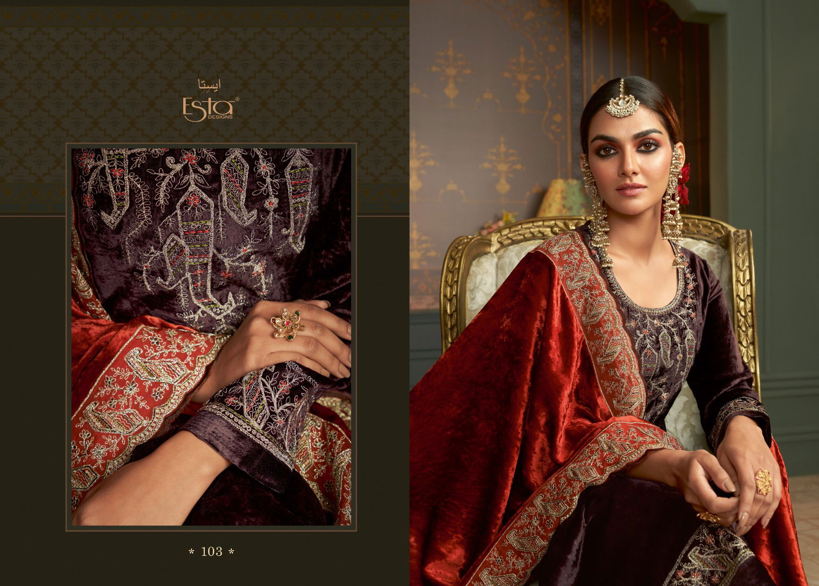Rubaiyat By Esta Silk Velvet Dress Material Catalog